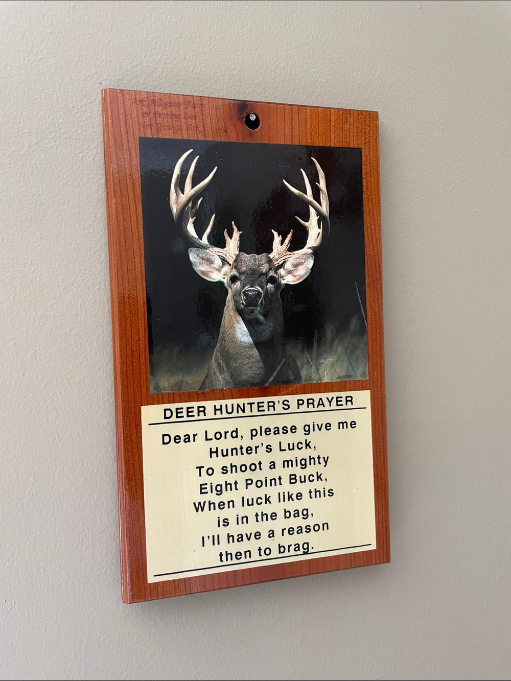 Deer hunters prayer wood plaque